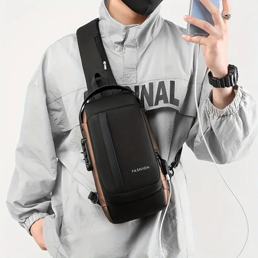 Men Multifunction Anti Theft USB Shoulder Bag Man Crossbody Cross Body Travel Sling Chest Bags Pack Messenger Pack