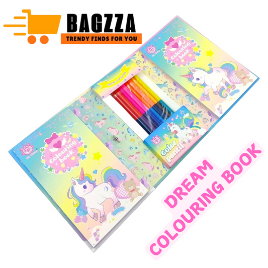 Cartoon Colouring Book with 8 Double Side Colour Pencils, Art and Craft Drawing Color Book Set for 3+ Years Old Boys, Girls Toddlers, Return Gift for Kids