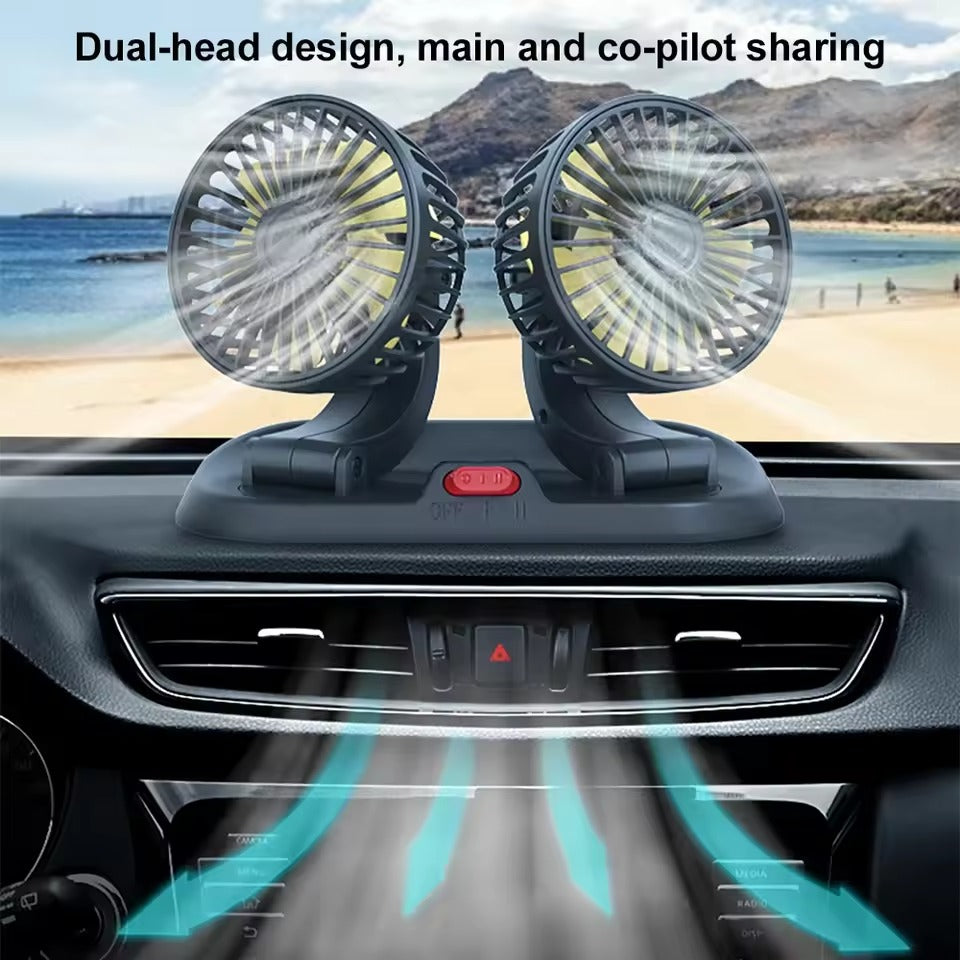 Car Fan Long Neck Double Head Adjustable