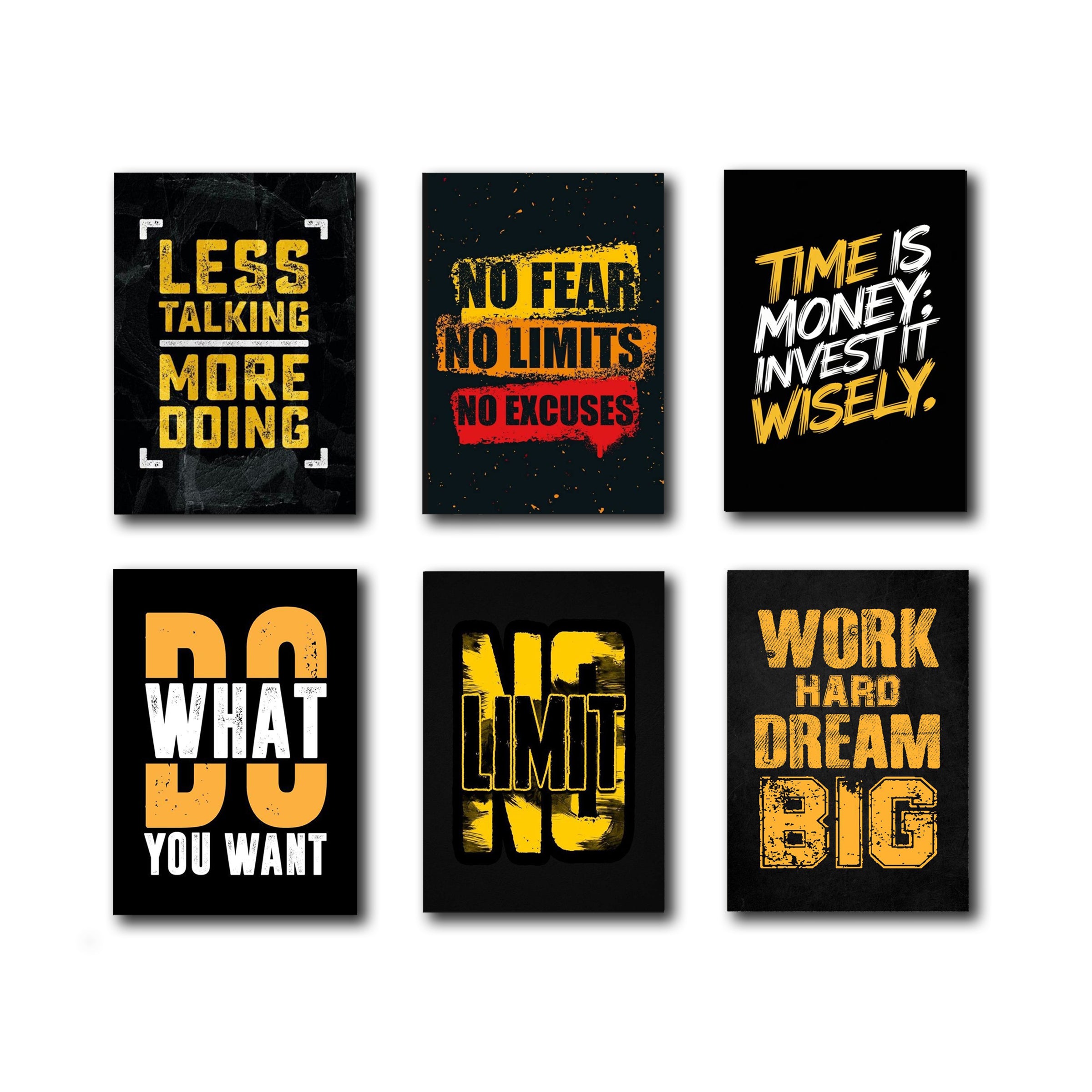 Pack Of 6 Motivational Quotes Sticky Wooden
